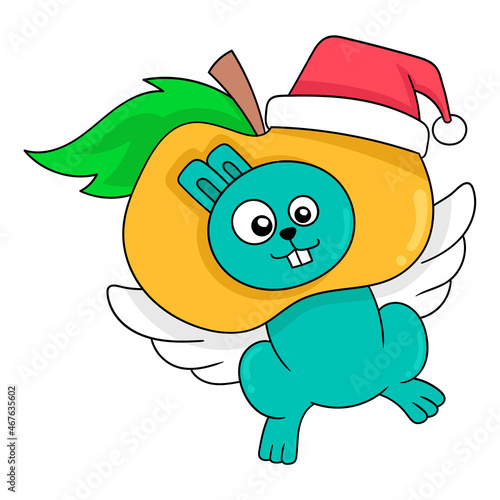 christmas bunny party celebrating new year, doodle icon image kawaii