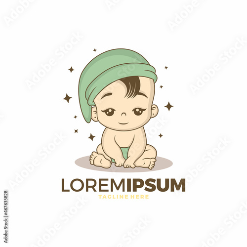 Cute Baby Logo Design Vector