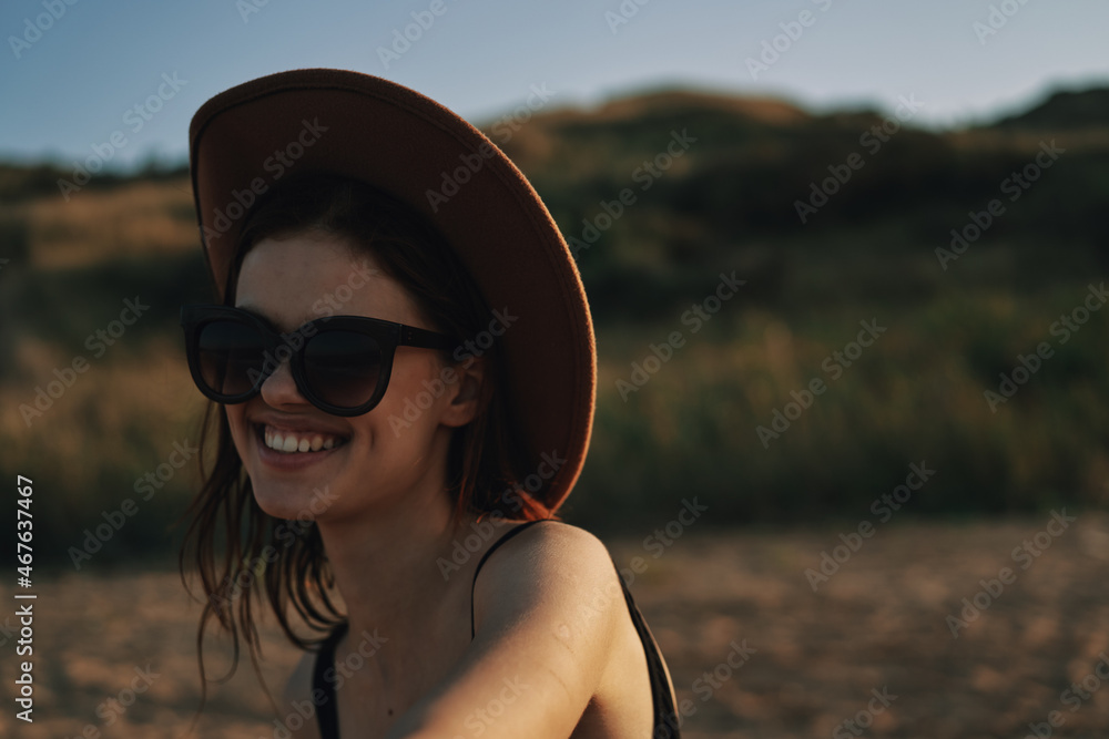 woman in sunglasses near car travel summer vacation landscape woman in sunglasses near car travel summer vacation landscape