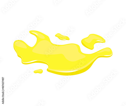Juice. Yellow liquid spill. Puddle of vegetable oil. Vector cartoon illustration