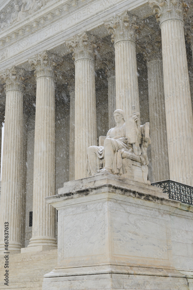 US Supreme Court Building t in the snow - Washington D.C. United States of America	