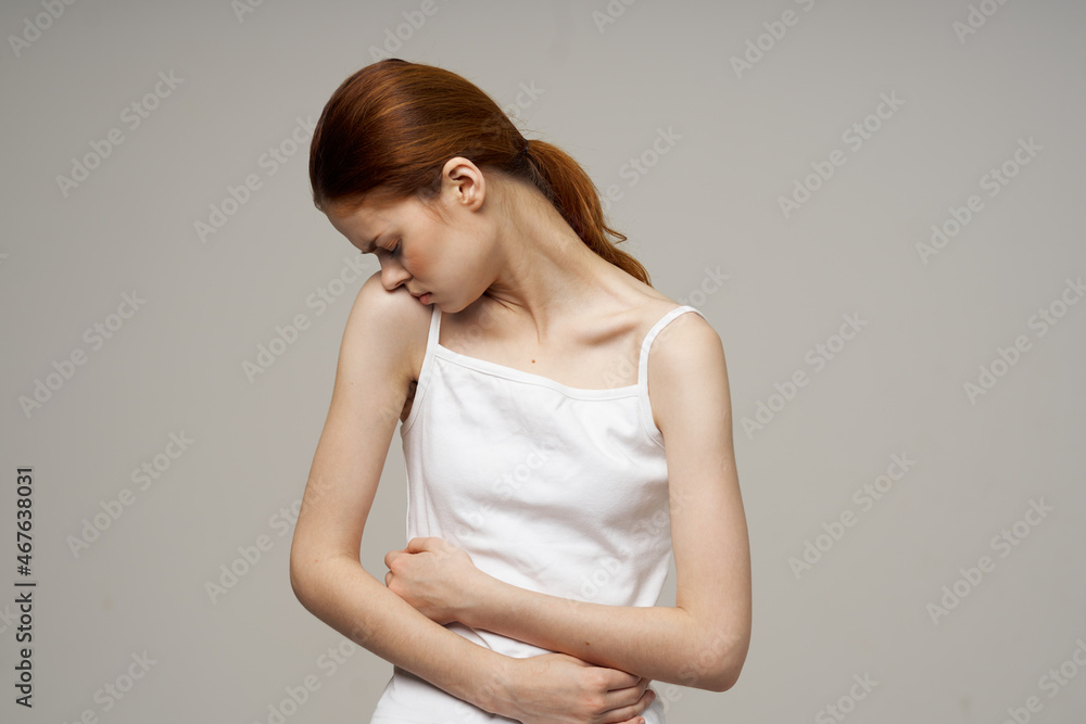 woman menstruation health problems gynecology light background