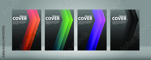 Cover А4, gradient on a black background. Vector collection of colorful gradien modern abstract banners on black background, lux background. . Rainbow Gradient Set. Color Background. Mash gradient. 