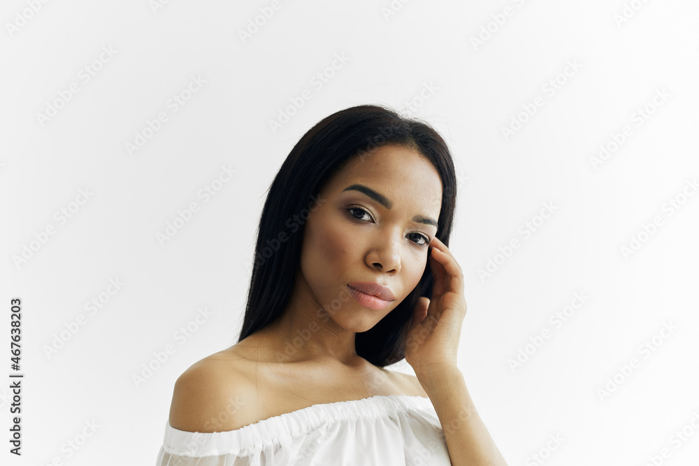 attractive african woman posing studio decoration attractive african woman posing studio decoration