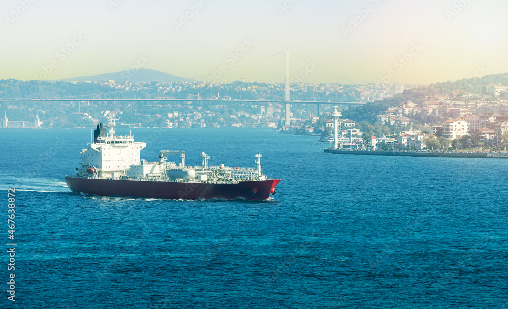 Cargo ship in Bosphorus, Turkey.