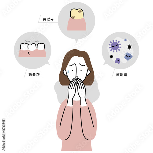  色々な口のトラブルを抱える女性（日本語ver.）