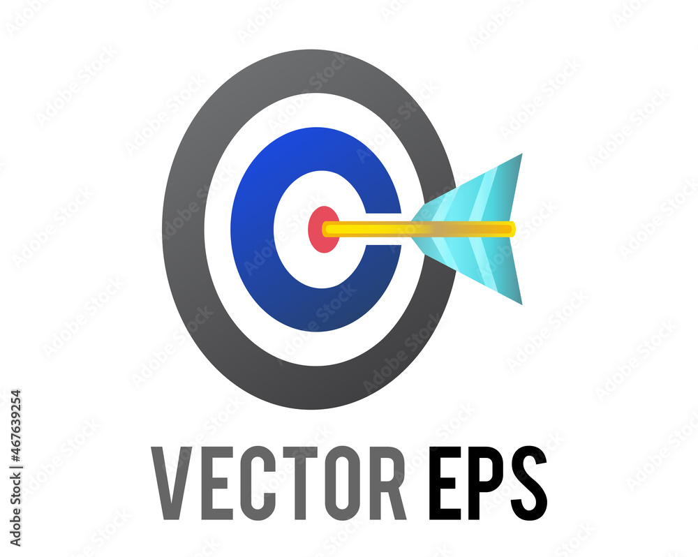 Vector red white dart board icon with dart hitting the center / bullseye region Vector red white dart board icon with dart hitting the center / bullseye region