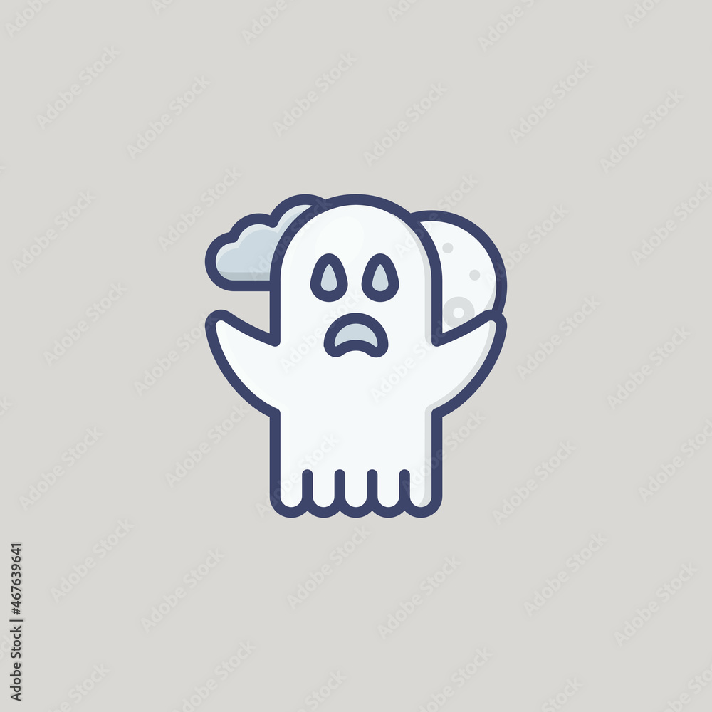 Spooky Ghost Filled Outline Icon, Logo, and illustration Spooky Ghost Filled Outline Icon, Logo, and illustration