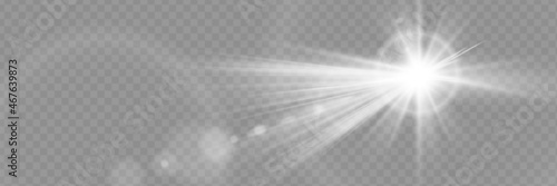 Vector transparent sunlight special lens flash light effect.front sun lens flash. Vector blur in the light of radiance. Element of decor.