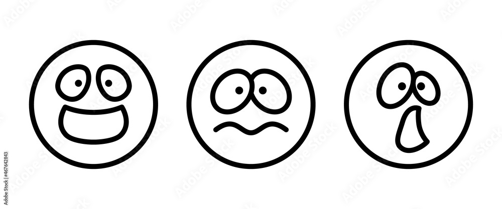 Terrified frightened emoticon isolated afraid emoji. Vector screaming face in panic, scared or surprised, afraid or horrified emoji. Amazed emoticon with open mouth, big eyes, afraid or asking Scared Terrified frightened emoticon isolated afraid emoji. Vector screaming face in panic, scared or surprised, afraid or horrified emoji. Amazed emoticon with open mouth, big eyes, afraid or asking Scared