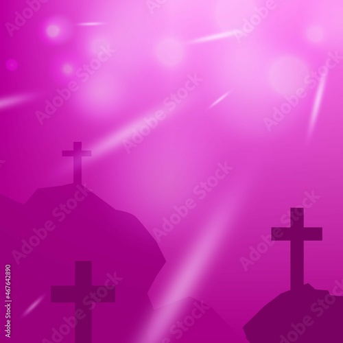 Three of Crosses on the stone, with bokeh and light rays