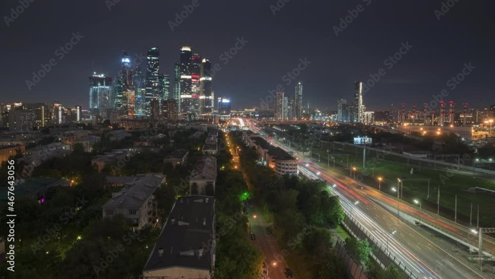 night view of Moscow City and the Third Transport Ring night view of Moscow City and the Third Transport Ring