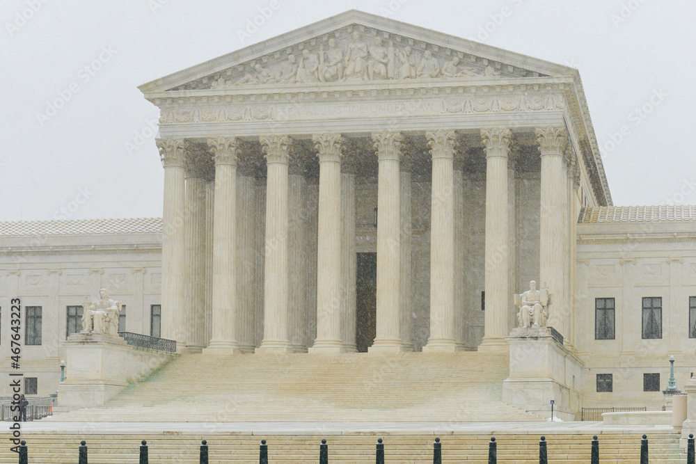 US Supreme Court Building t in the snow - Washington D.C. United States of America
