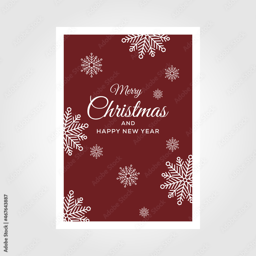Merry christmas and happy new year red background, holiday decoration card design.