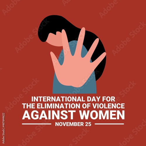 vector illustration, of a woman with an attitude of resistance, as a banner or poster, International Day for the Elimination of Violence against women. photo