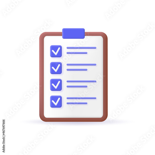 Checklist icon on paper with clipboard isolated on white background. Successful completion of business tasks. © Artur