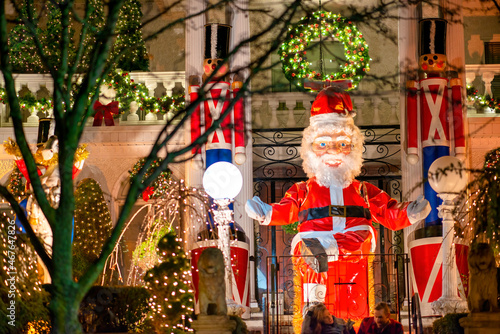 DYKER HEIGHTS, NY  - DECEMBER 6, 2018: Santa puppet and Christma photo