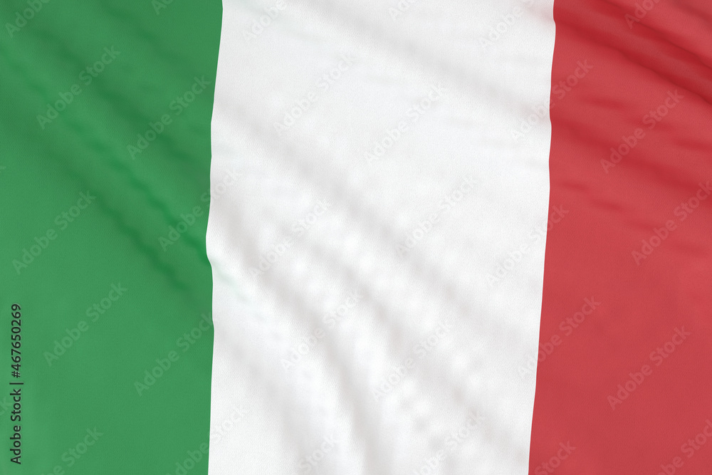 Italy national flag close up. 3D rendering. 3D illustration.