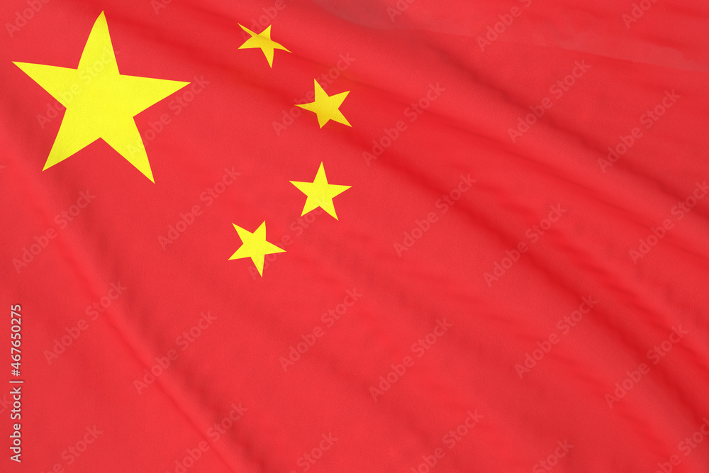China national flag close up. 3D rendering. 3D illustration. China national flag close up. 3D rendering. 3D illustration.