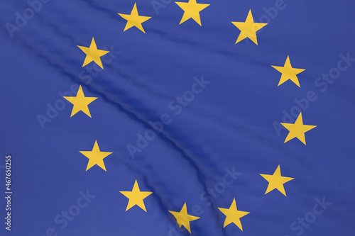 European Union national flag close up. 3D rendering. 3D illustration.