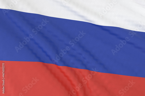 Russia national flag close up. 3D rendering. 3D illustration.
