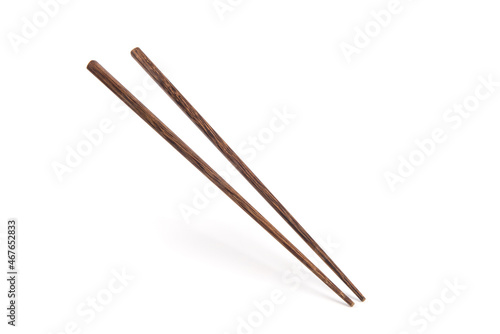 wooden chopsticks isolated on white background