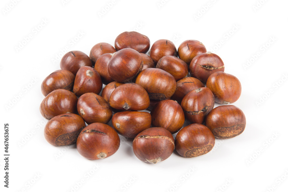 Close-up Chestnuts isolated on white background. Close-up Chestnuts isolated on white background.