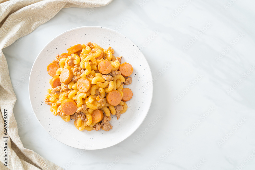 macaroni sausage and minced pork macaroni sausage and minced pork