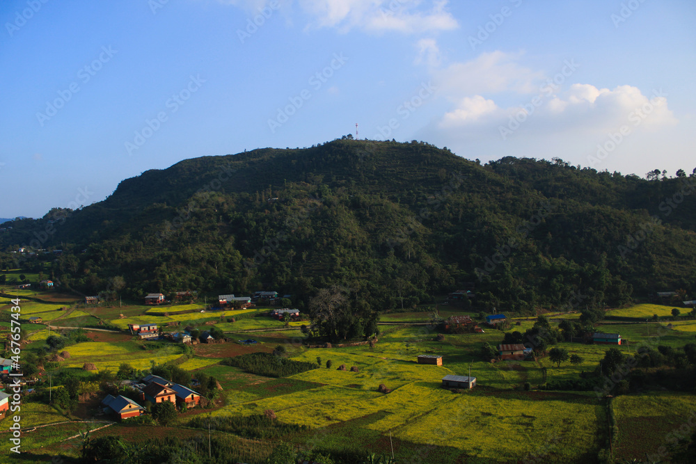 landscape of village in hill. 
