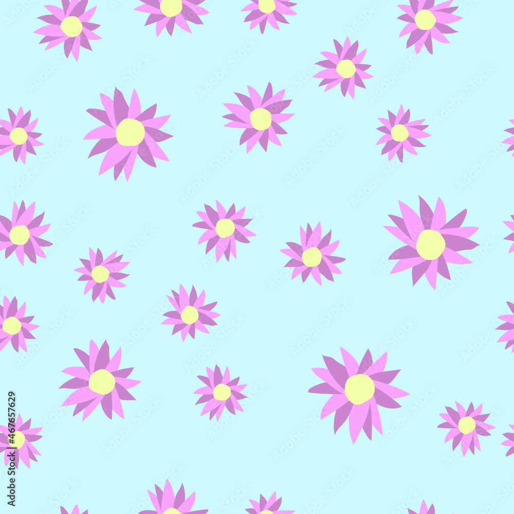 Beautiful floral background of purple and white flowers hand drawn seamless pattern vector and illustrations