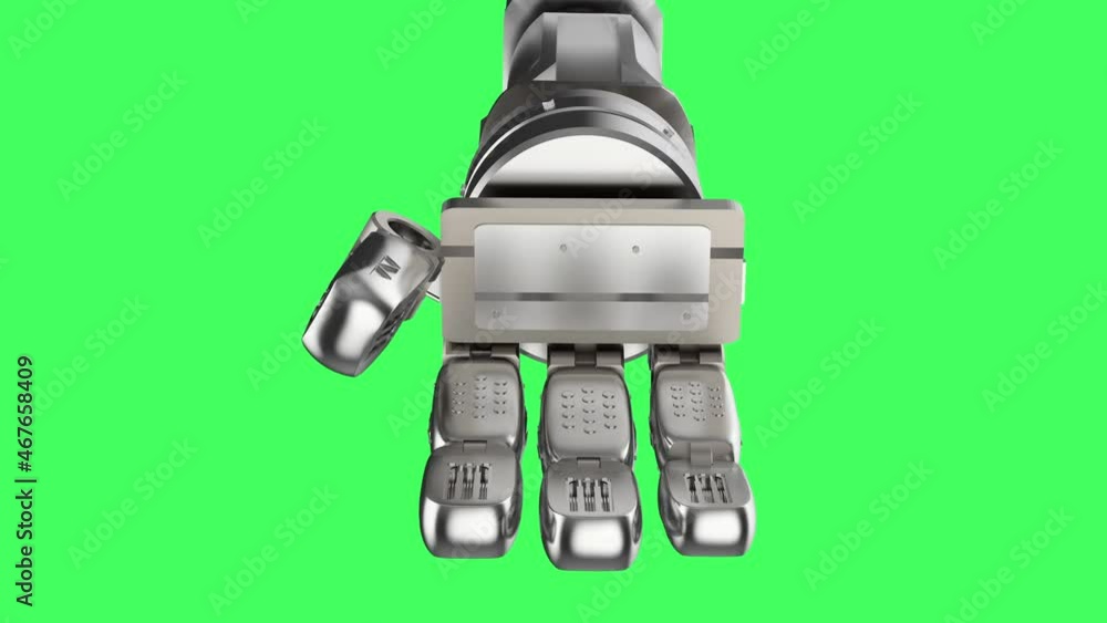 3d rendering cyborg open hands on green screen 4k footage