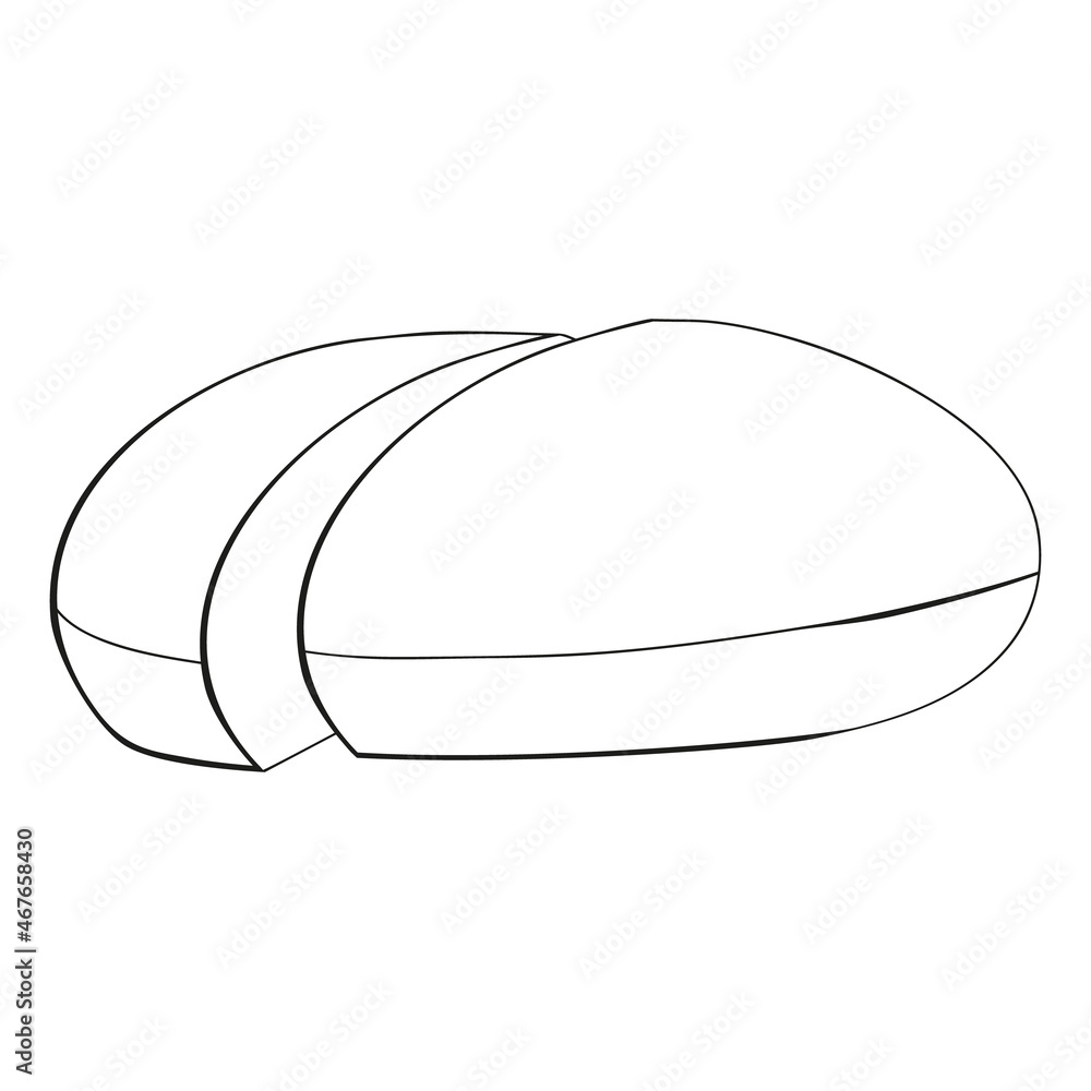 An outline jpeg illustration of a cut round bun isolated on transparent background. Designed in black and white colors for web concepts, prints, templates An outline jpeg illustration of a cut round bun isolated on transparent background. Designed in black and white colors for web concepts, prints, templates