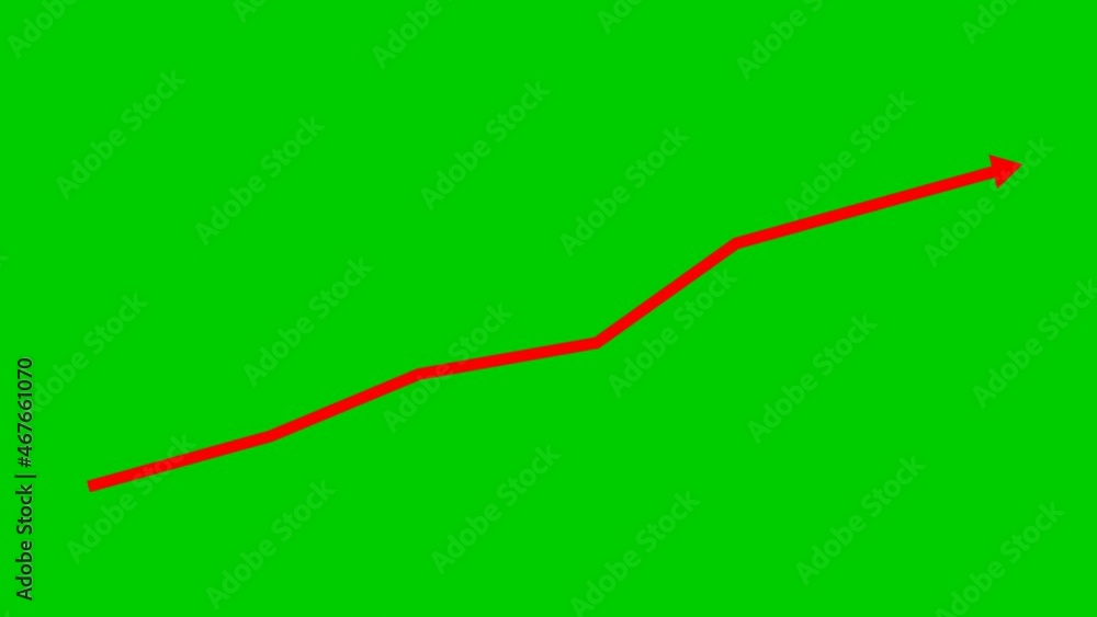 Animated financial red growth chart with trend line graph. Growth bar chart of economy. Vector illustration isolated on green background. Animated financial red growth chart with trend line graph. Growth bar chart of economy. Vector illustration isolated on green background.