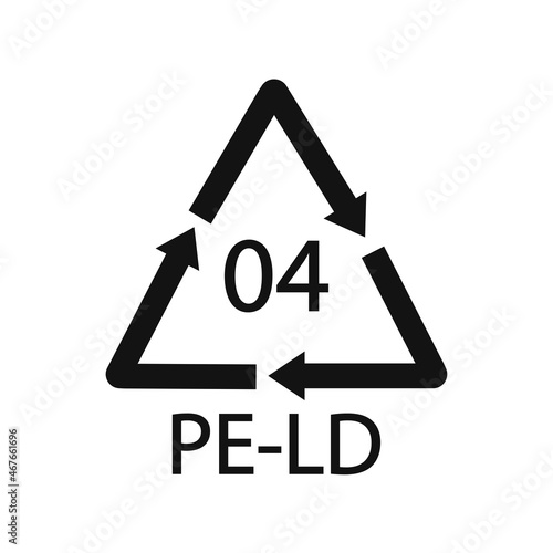 PE-LD 04 recycling code symbol. Plastic recycling vector low density polyethylene sign.