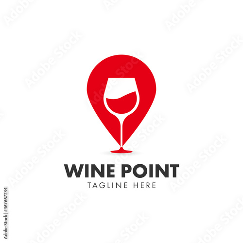wine point logo vector design template. consisting of a wine glass icon with pointer icon. wine location. wine store.