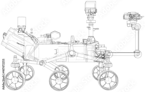 Mars Rover. Vector rendering of 3d