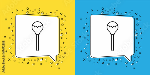 Set line Lollipop icon isolated on yellow and blue background. Food, delicious symbol. Vector