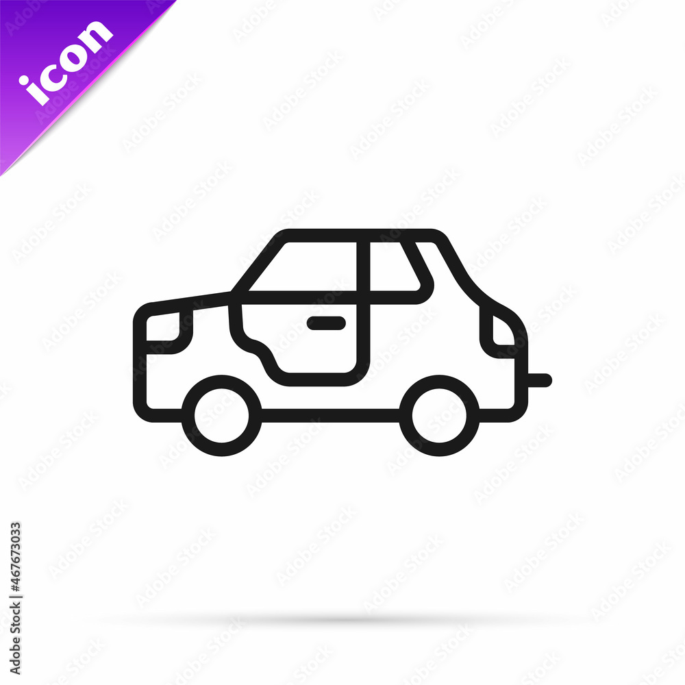 Black line Car icon isolated on white background. Vector