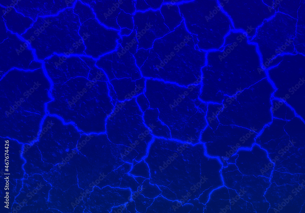 Fototapeta premium Fondo de lava o magma en azul. Masa de lava volcánica. Geología
