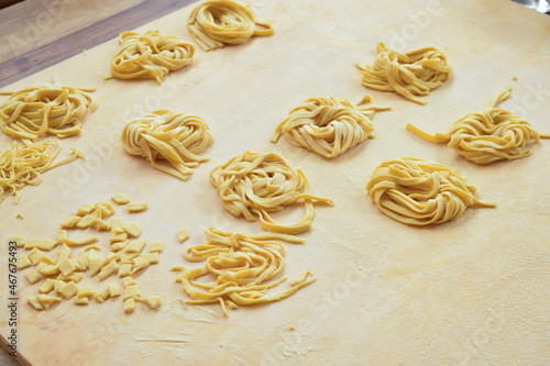 variety of egg pasta made at home