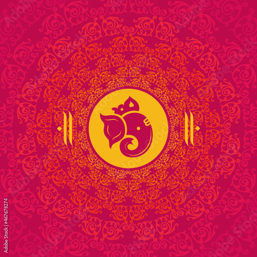 illustration of Lord Ganpati for Ganesh Chaturthi festival of India, Ganpati Bappa Morya background