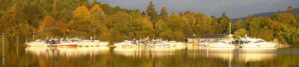 Fototapeta premium Boat in lake for tranquility calm peace and mindfulness