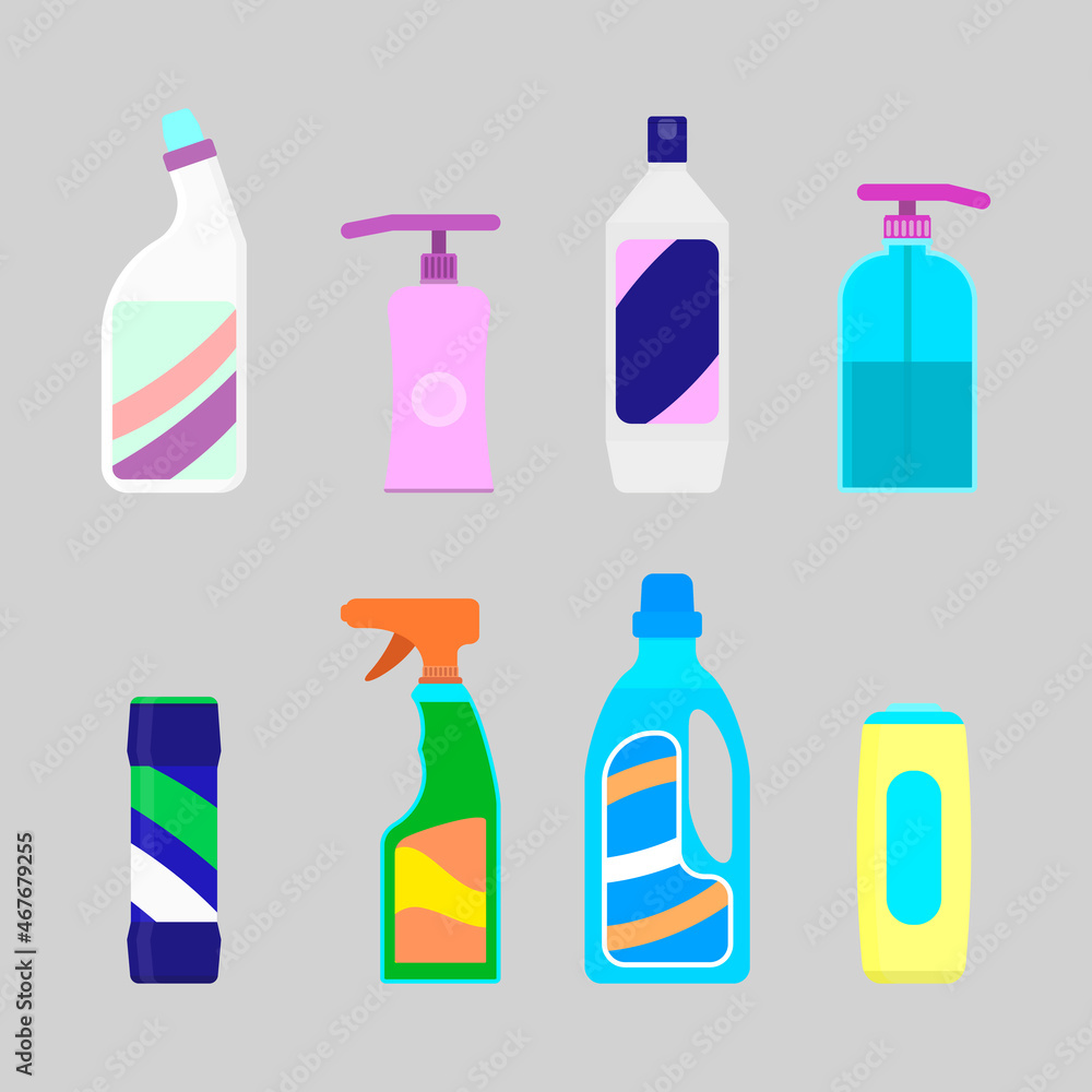 Detergent bottles collection for washing and disinfectant Detergent bottles collection for washing and disinfectant