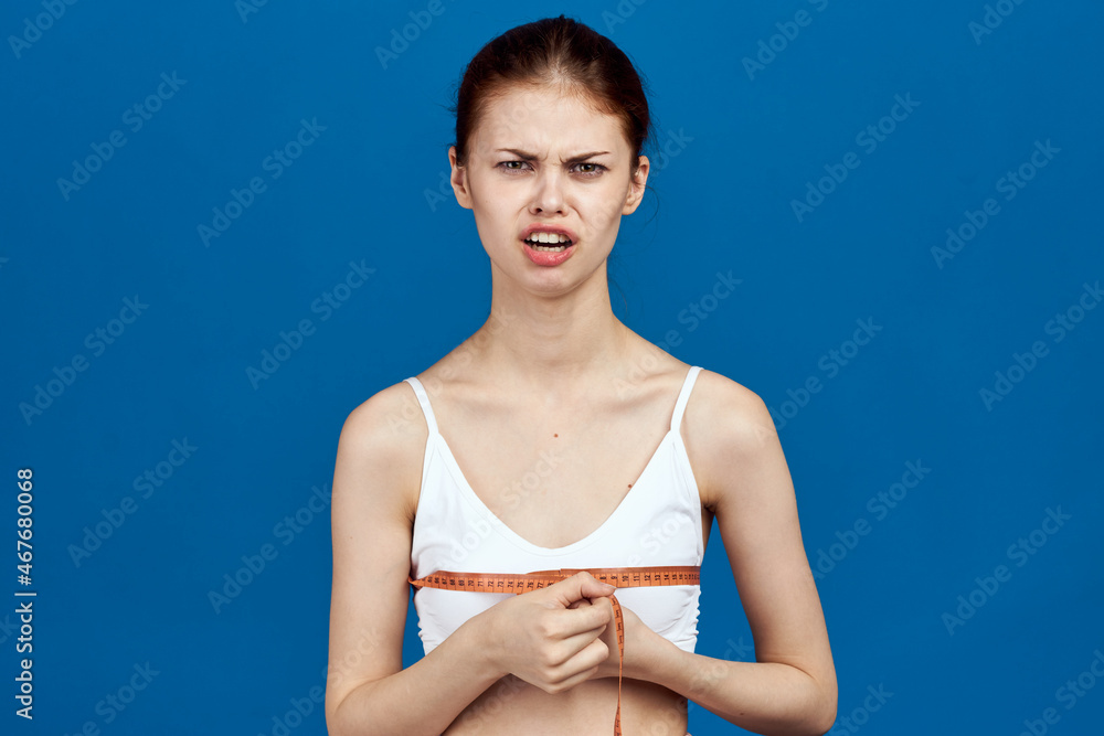 sports woman measuring tape diet body care sports woman measuring tape diet body care