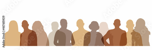 portrait of people silhouette, isolated, vector