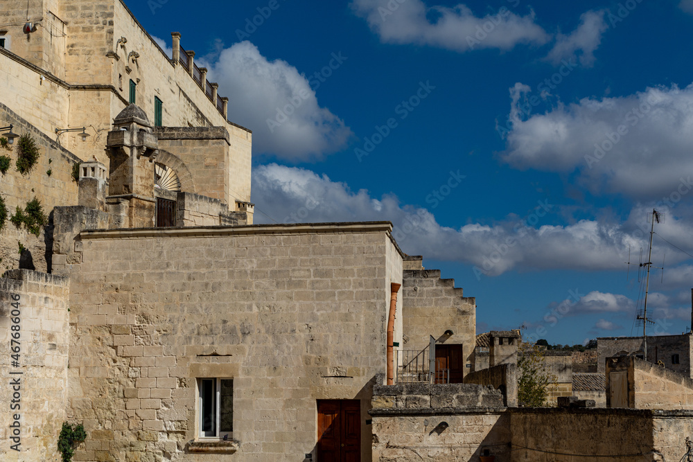 Historic structures and Houses in the ancient city center of Matera in the Basilicata Region of Italy. Matera was the European Capital of Culture in 2019. Historic structures and Houses in the ancient city center of Matera in the Basilicata Region of Italy. Matera was the European Capital of Culture in 2019.