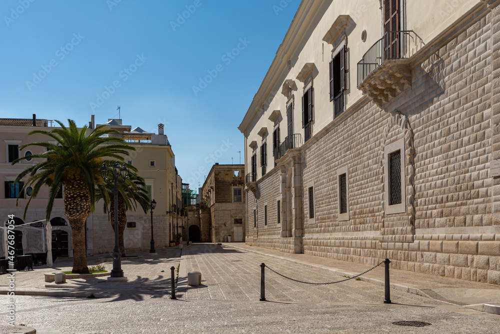Empty street in the historic city center of Trani in Southern Italy