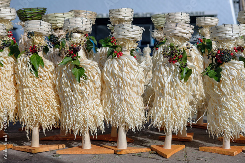 Chichilaki - row of Georgian Christmas tree made of dried hazelnut branches photo