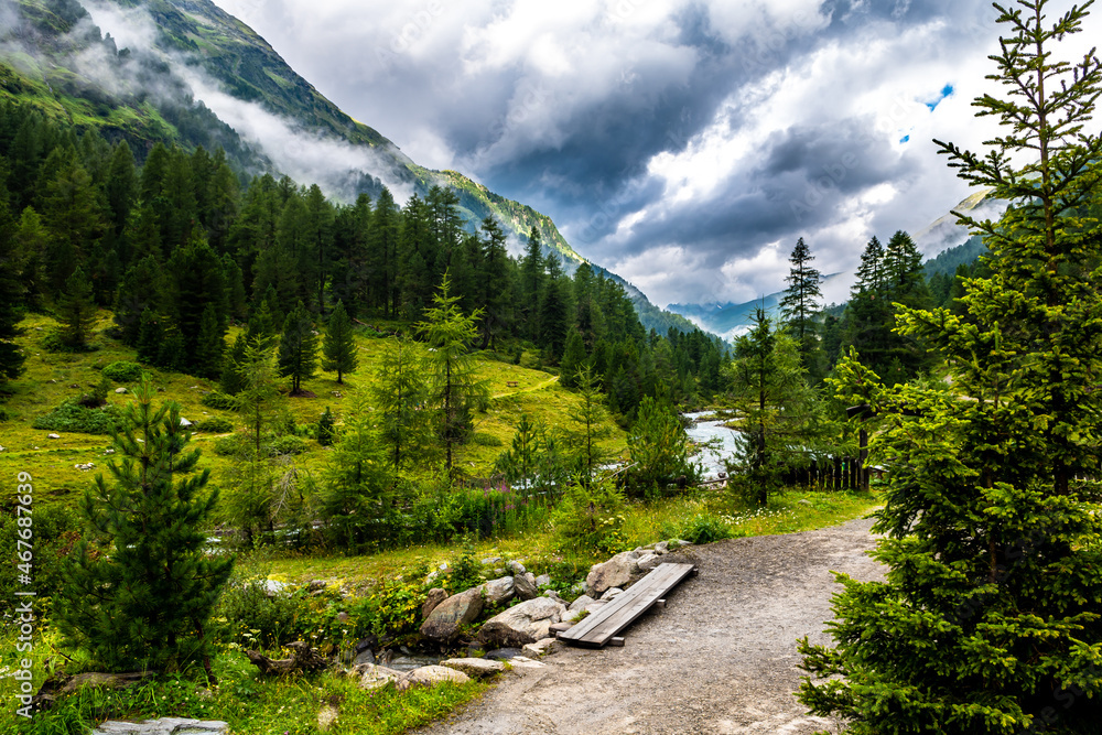 Alpine Landscape With Mountain River In Deferegental In Tirol In Austria
