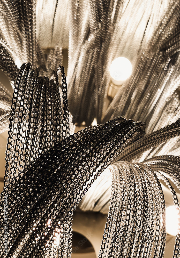 Chandelier made of many silver chains